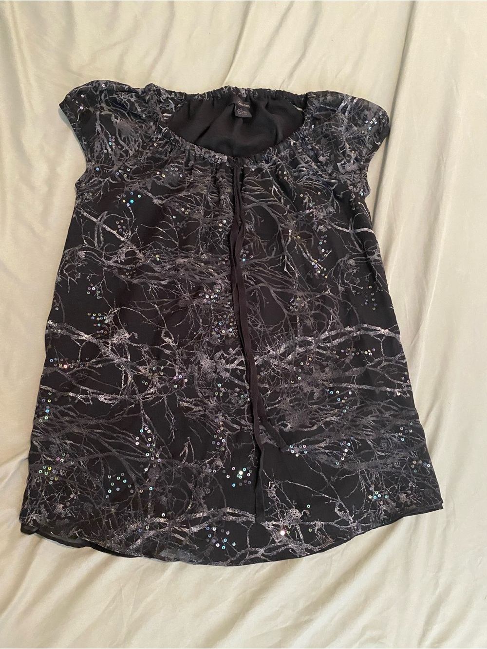 Petite Calvin Klein Black Marble-Print Tie-Neck Mini Dress